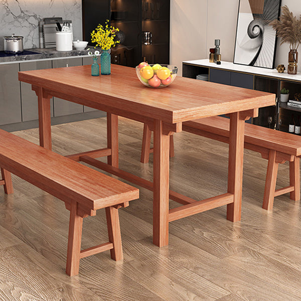 Moderner Massivholz Standard Esstisch Küche Rechteck Esstisch mit Trestle Basis