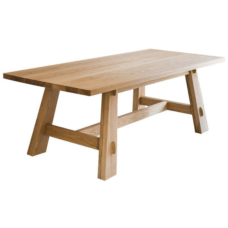 Moderne dennen vaste houten tafel rechthoek eettafel met houten schroefbasisbasis