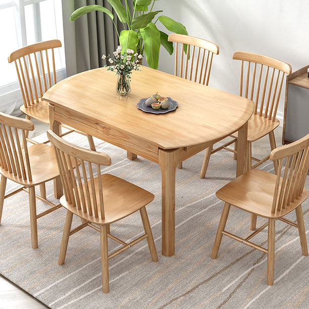 Modern Style Solid Wood Dining Table Round Table with 4 Legs for Home Use