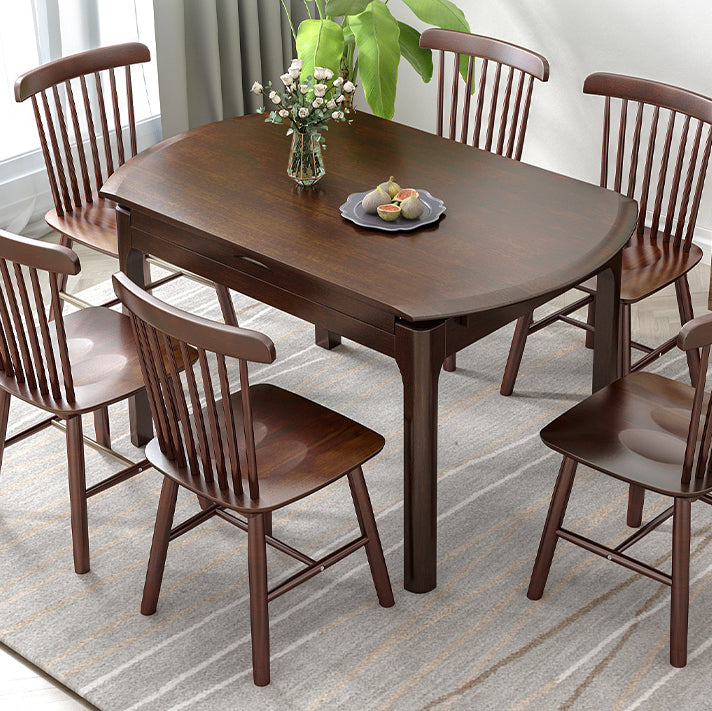 Modern Style Solid Wood Dining Table Round Table with 4 Legs for Home Use