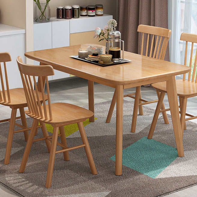 Rectangle Solid Wood Brown Tone Dining Table Simplicity 4 Legs Table for Dining Room