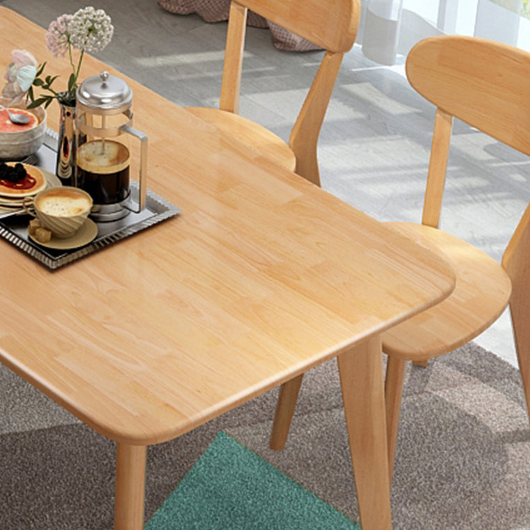 Rectangle Solid Wood Brown Tone Dining Table Simplicity 4 Legs Table for Dining Room