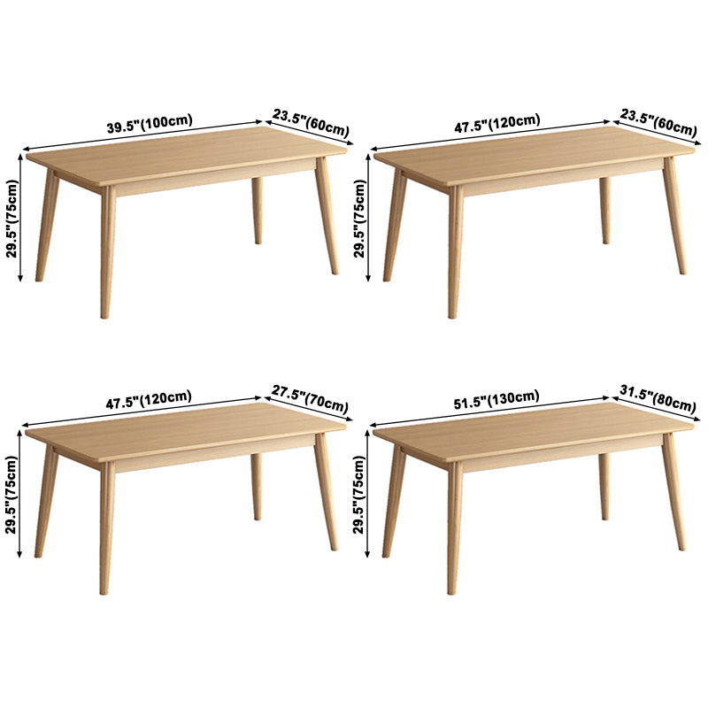 Mesa de comedor de madera maciza de caucho de estilo moderno, mesa rectangular marrón con 4 patas para uso doméstico
