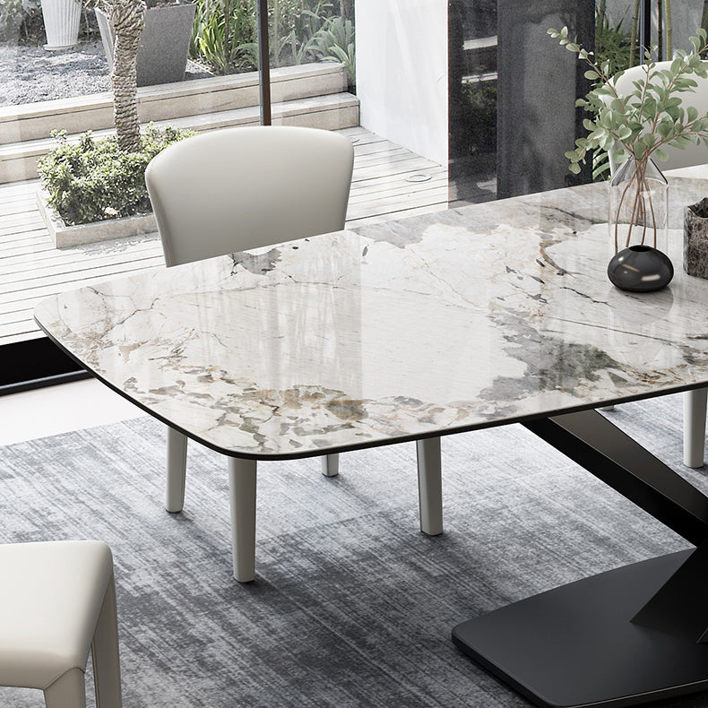 Metal Contemporary Rectangular Dining Table Sintered Stone Dining Table for Dining Room