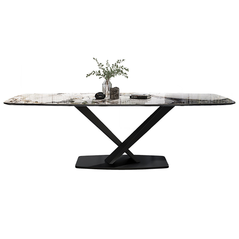 Metal Contemporary Rectangular Dining Table Sintered Stone Dining Table for Dining Room