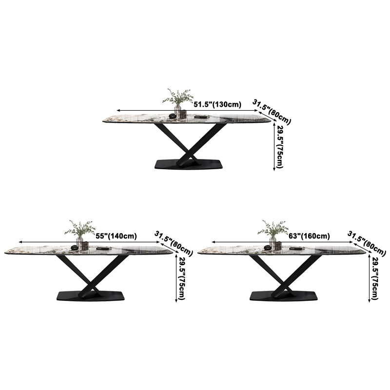 Metal Contemporary Rectangular Dining Table Sintered Stone Dining Table for Dining Room