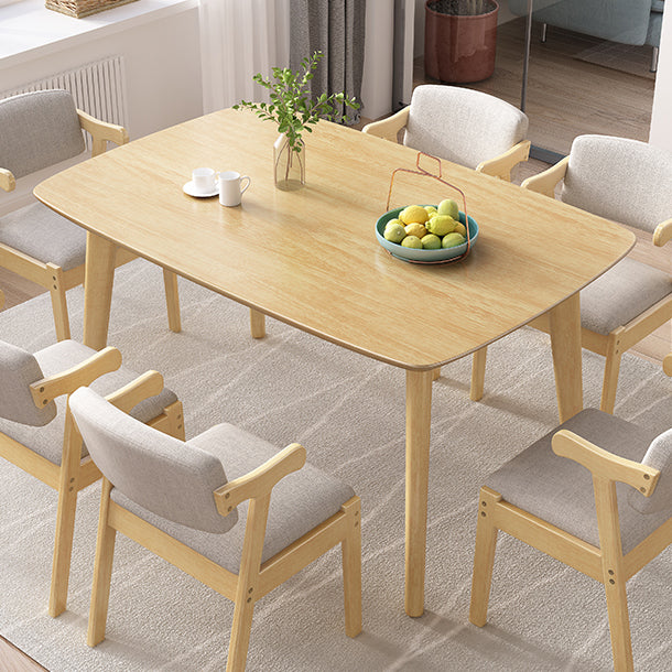 Mesa de comedor de madera sólida de estilo de goma moderno Mesa rectangular con 4 patas para comedor