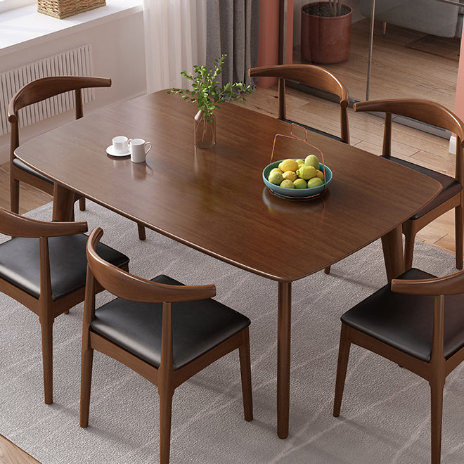 Mesa de comedor de madera sólida de estilo de goma moderno Mesa rectangular con 4 patas para comedor