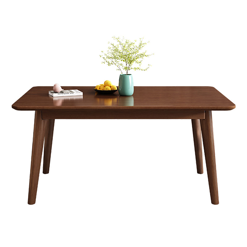 Mesa de comedor de madera sólida de estilo de goma moderno Mesa rectangular con 4 patas para comedor