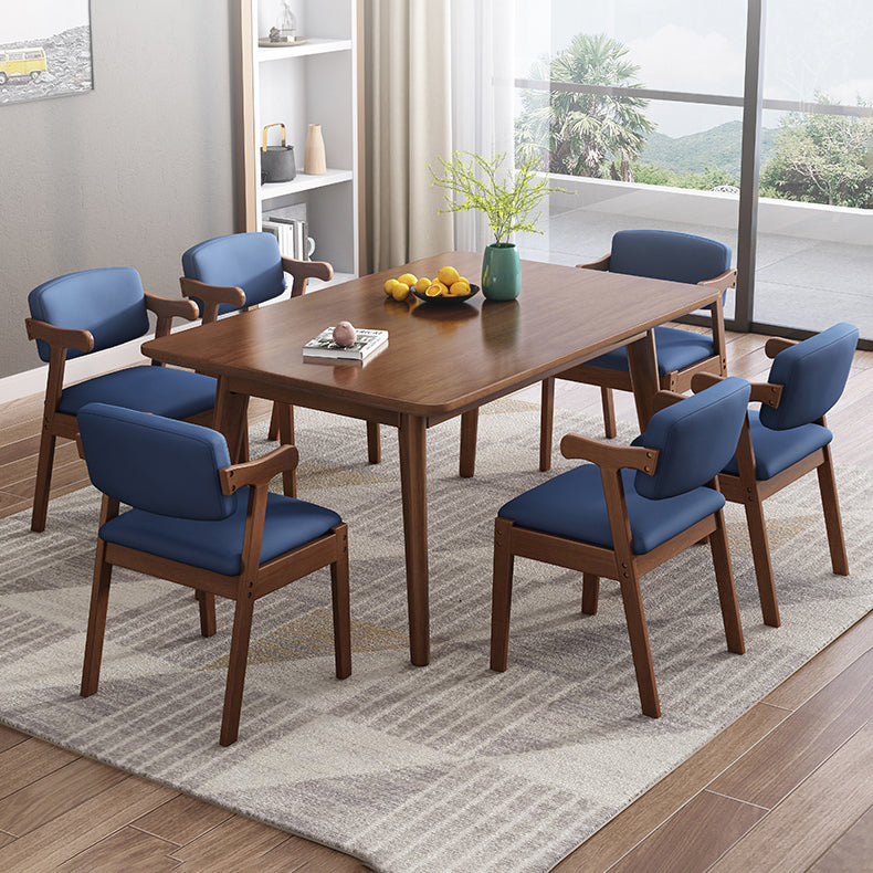 Mesa de comedor de madera sólida de estilo de goma moderno Mesa rectangular con 4 patas para comedor