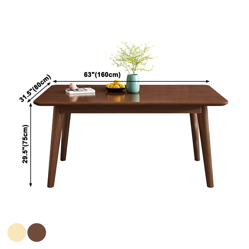 Mesa de comedor de madera sólida de estilo de goma moderno Mesa rectangular con 4 patas para comedor