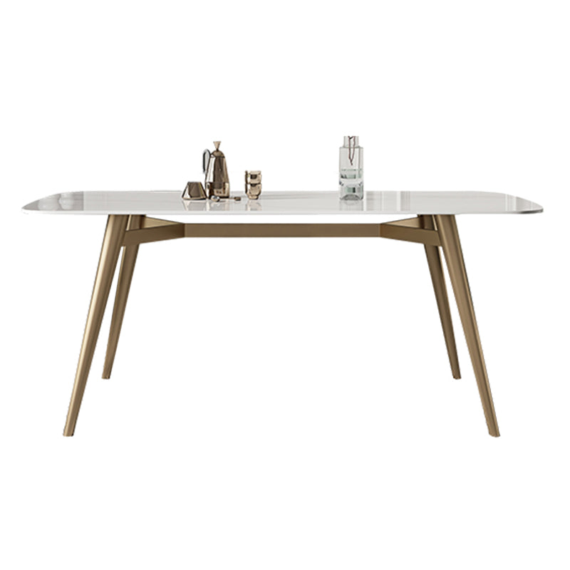 Contemporary Dining Table Sintered Stone Dining Table with 4 Gold Legs