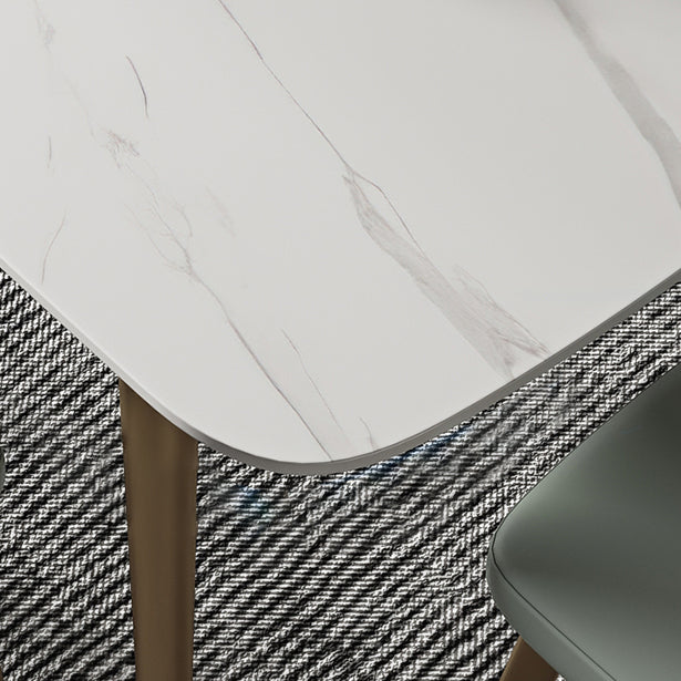 Contemporary Dining Table Sintered Stone Dining Table with 4 Gold Legs