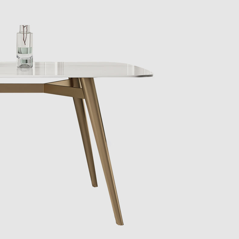 Contemporary Dining Table Sintered Stone Dining Table with 4 Gold Legs