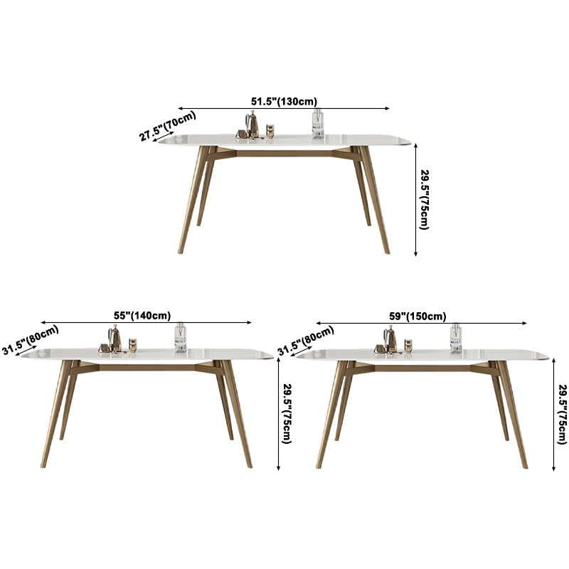 Contemporary Dining Table Sintered Stone Dining Table with 4 Gold Legs