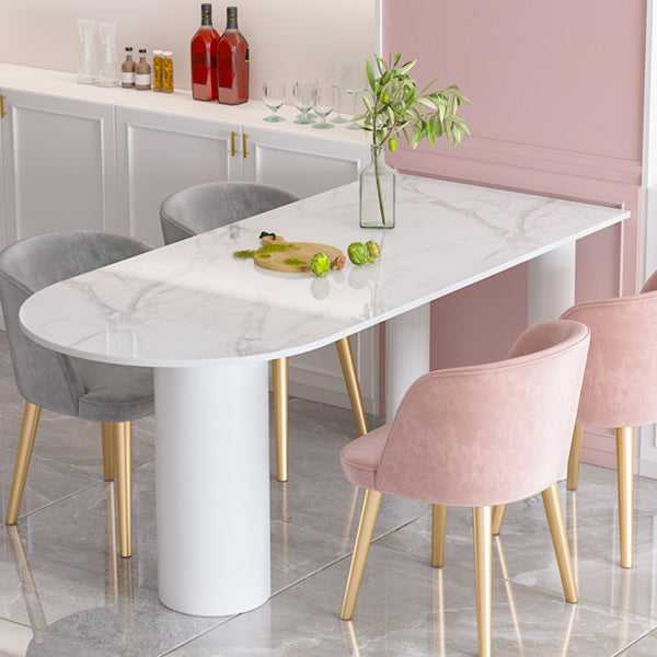 Metal Contemporary Free Form Dining Table Sintered Stone Table for Kitchen