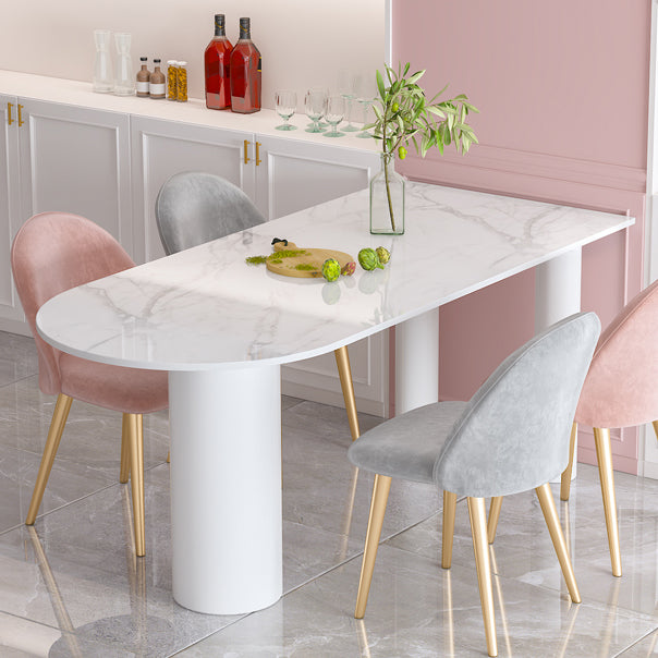 Metal Contemporary Free Form Dining Table Sintered Stone Table for Kitchen