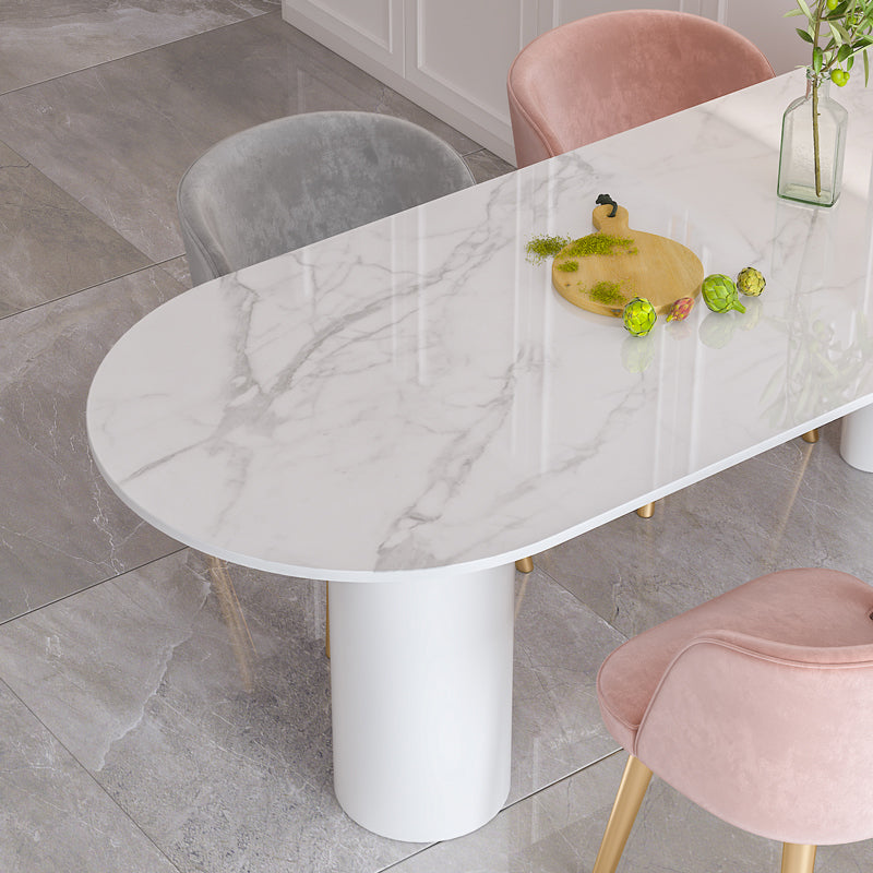 Metal Contemporary Free Form Dining Table Sintered Stone Table for Kitchen