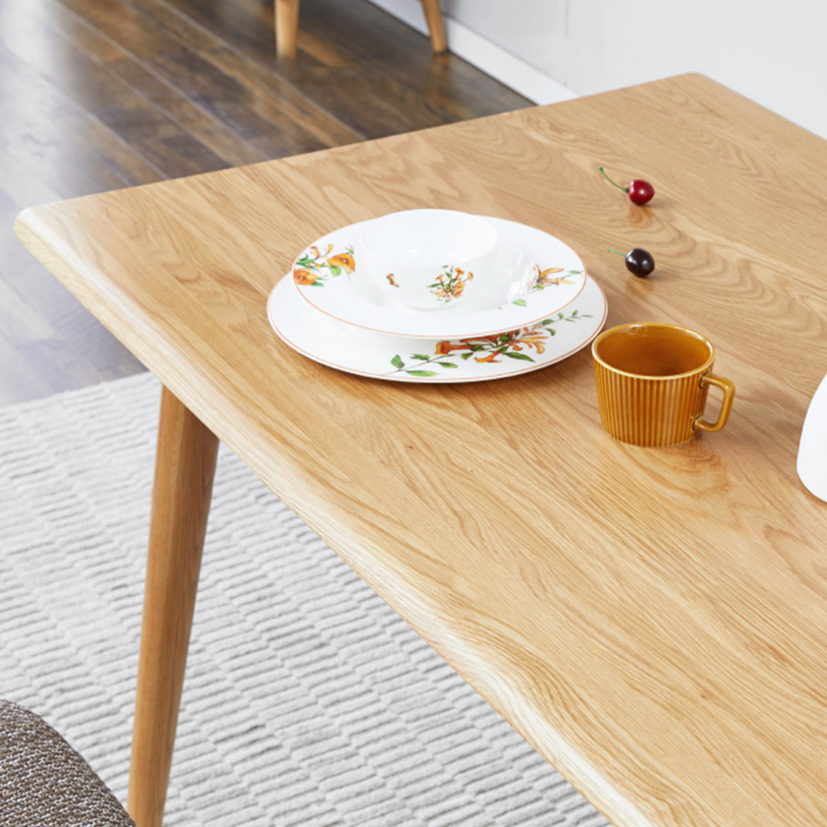 Eigentijdse eettafel eiken stevige houten tafel met 4 poten voor keuken diner eetkamer