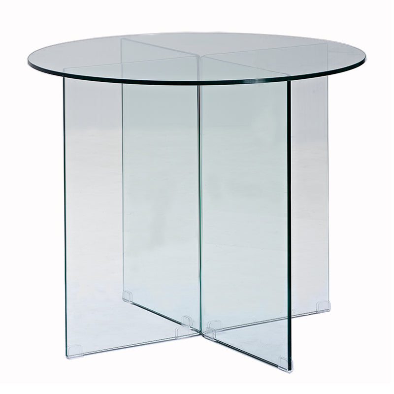 Contemporary Round Dining Room Table Tempered Glass Table with Pedestal Base
