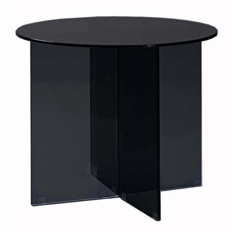Contemporary Round Dining Room Table Tempered Glass Table with Pedestal Base