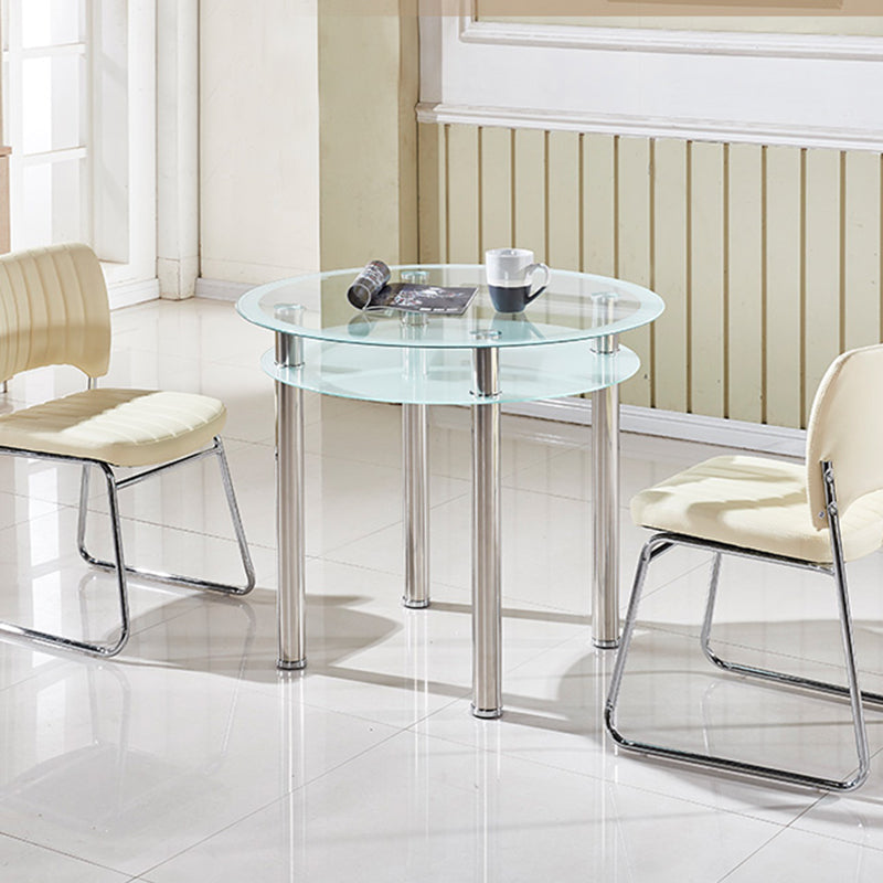 Contemporary 35.4" Round Dining Table Clear Tempered Glass Table with 4 Legs