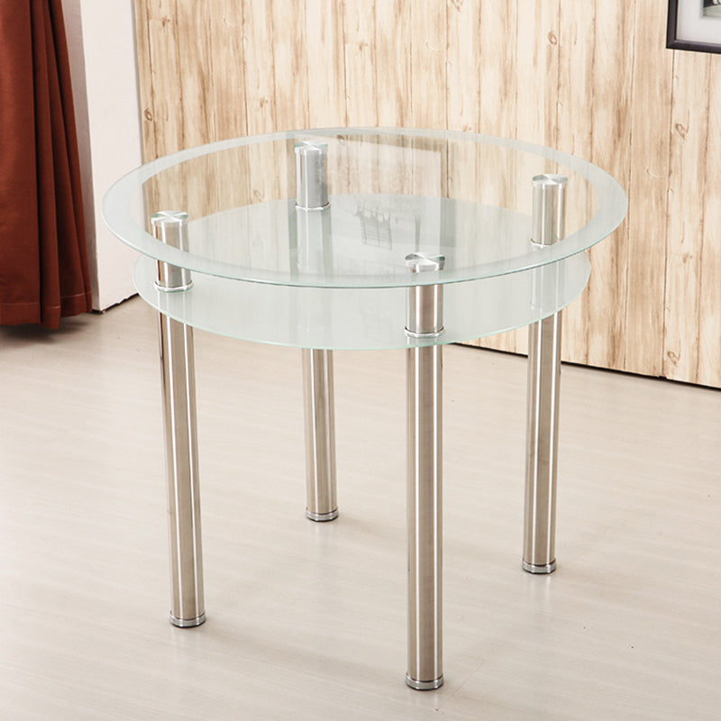 Contemporary 35.4" Round Dining Table Clear Tempered Glass Table with 4 Legs