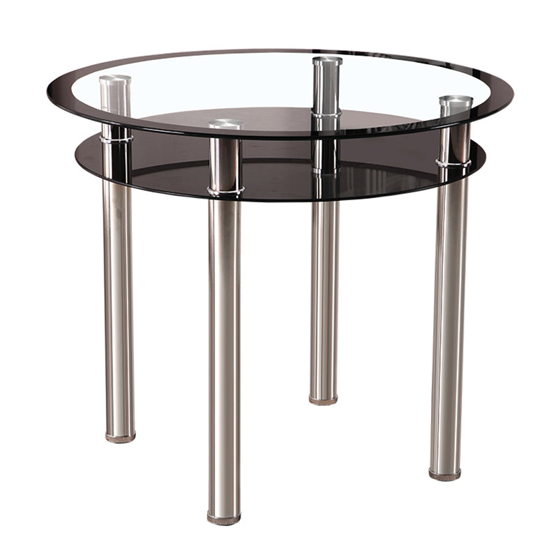 Contemporary 35.4" Round Dining Table Clear Tempered Glass Table with 4 Legs