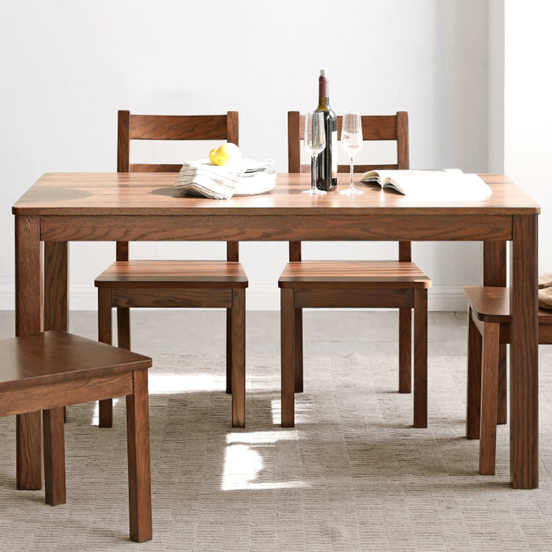 Contemporary Rectangle Dining Table Oak Solid Wood Table with 4 Legs for Kitchen Dinner Dining Room