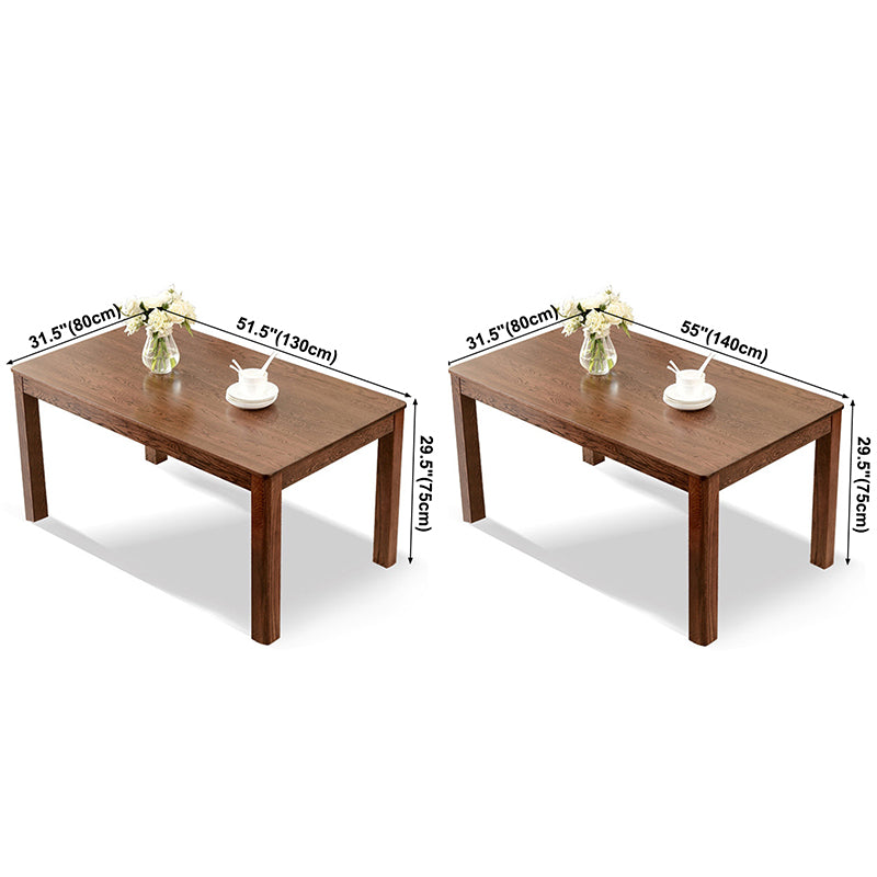 Contemporary Rectangle Dining Table Oak Solid Wood Table with 4 Legs for Kitchen Dinner Dining Room