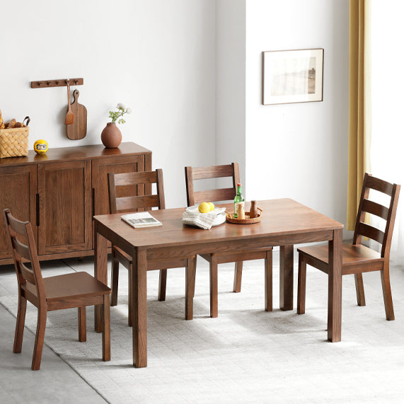 Contemporary Rectangle Dining Table Oak Solid Wood Table with 4 Legs for Kitchen Dinner Dining Room