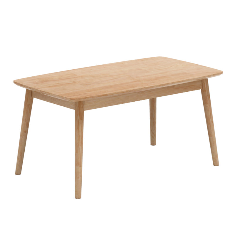 Modern Rubberwood Solid Wood Dining Table Brown Rectangle Table with 4 Legs for Home