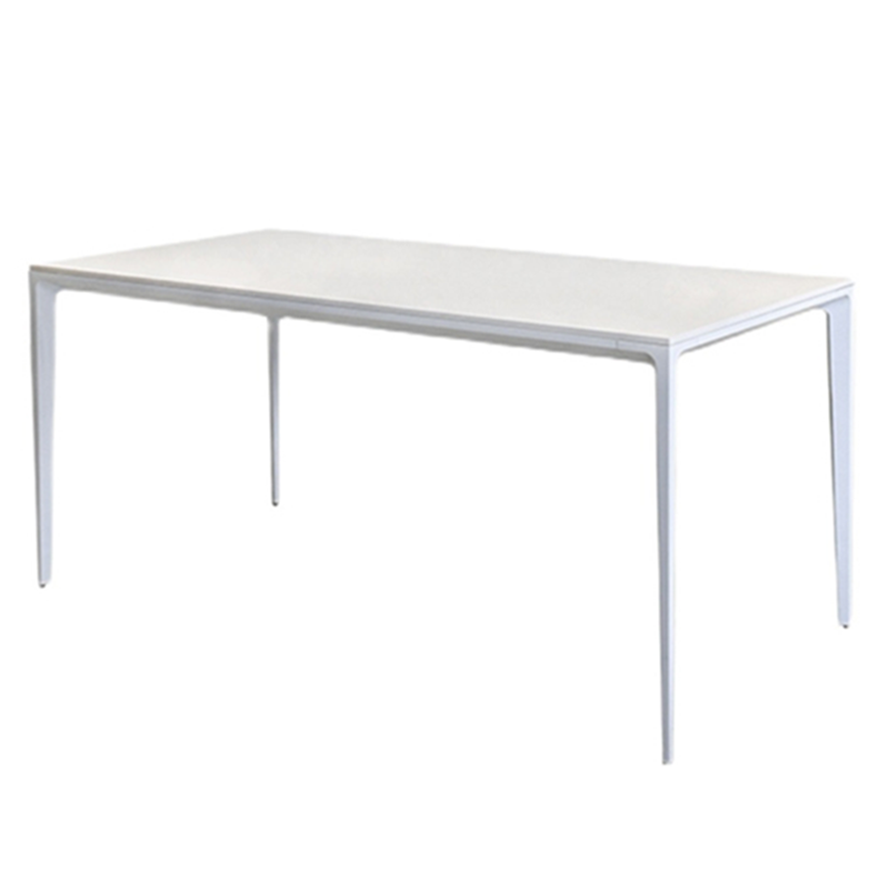 Contemporary Rectangle Dining Table Sintered Stone Dining Table with 4 White Legs