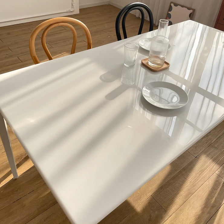 Contemporary Rectangle Dining Table Sintered Stone Dining Table with 4 White Legs