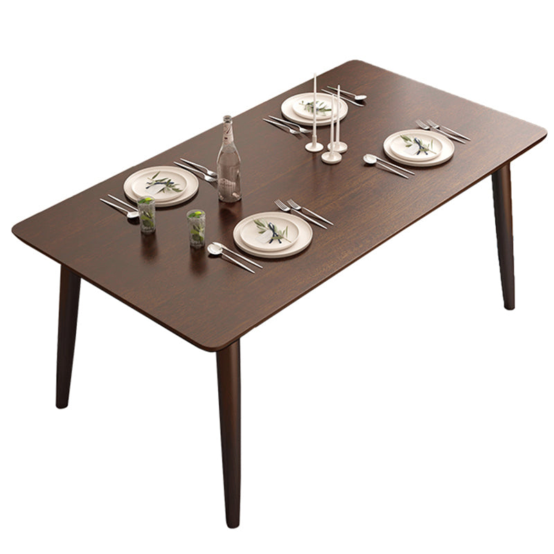 Rechthoek Moderne eettafel Bruine vaste tafel met rubberwood massief hout
