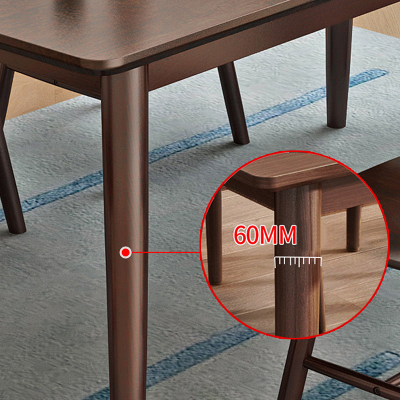 Rechthoek Moderne eettafel Bruine vaste tafel met rubberwood massief hout