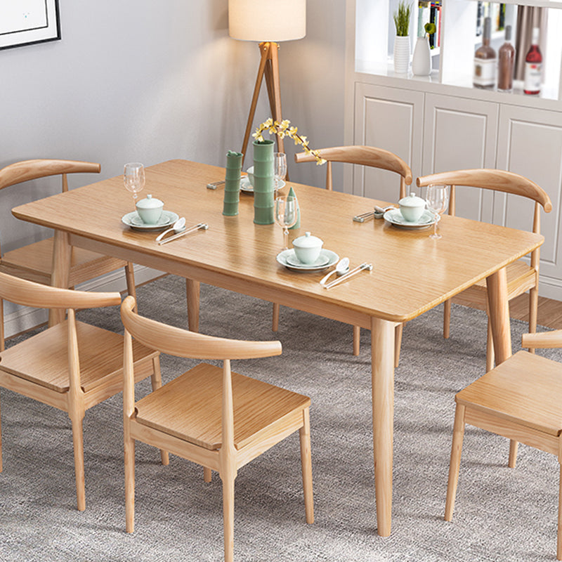 Table à manger en bois massif moderne table rectangle marron avec 4 jambes pour un usage domestique
