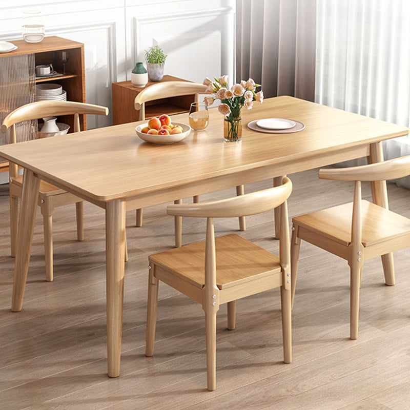 Table à manger en bois massif moderne table rectangle marron avec 4 jambes pour un usage domestique