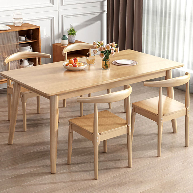 Table à manger en bois massif moderne table rectangle marron avec 4 jambes pour un usage domestique