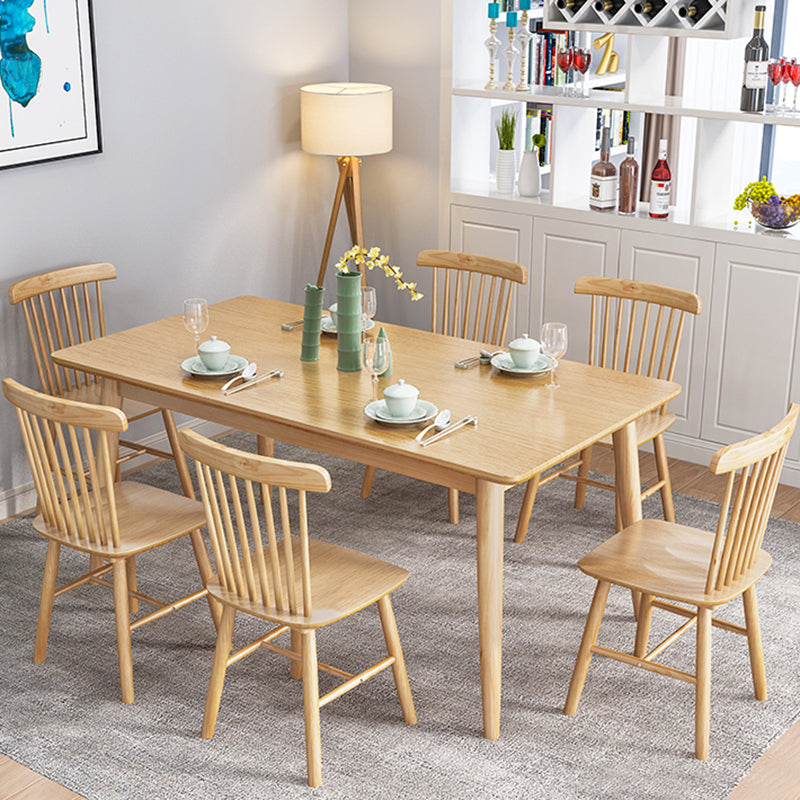 Table à manger en bois massif moderne table rectangle marron avec 4 jambes pour un usage domestique