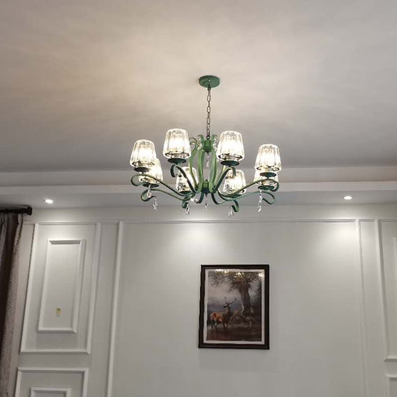 Lampadario in metallo in stile moderno lampadario appeso al lampada a soffitto verde affusolato