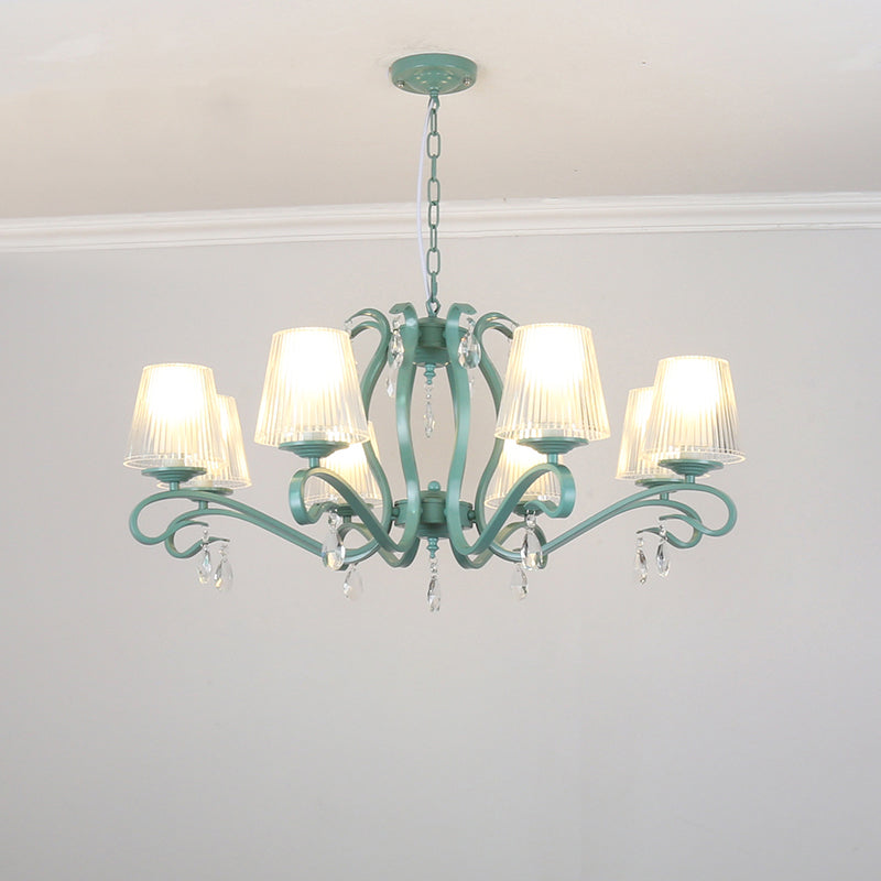 Lampadario in metallo in stile moderno lampadario appeso al lampada a soffitto verde affusolato