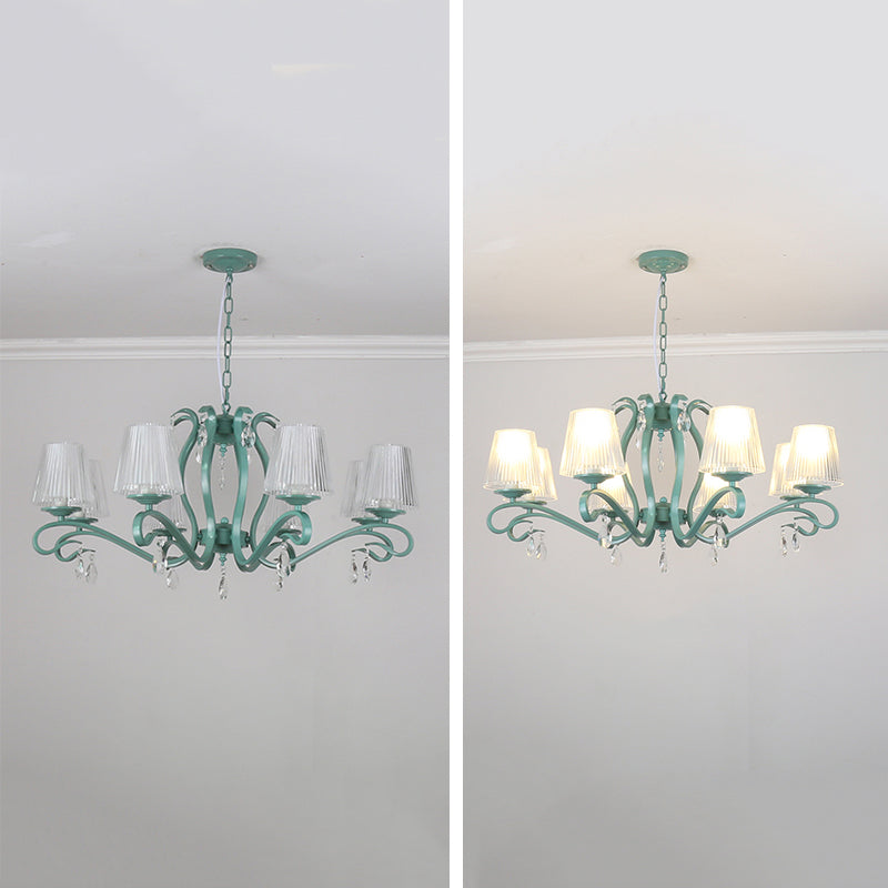 Lampadario in metallo in stile moderno lampadario appeso al lampada a soffitto verde affusolato