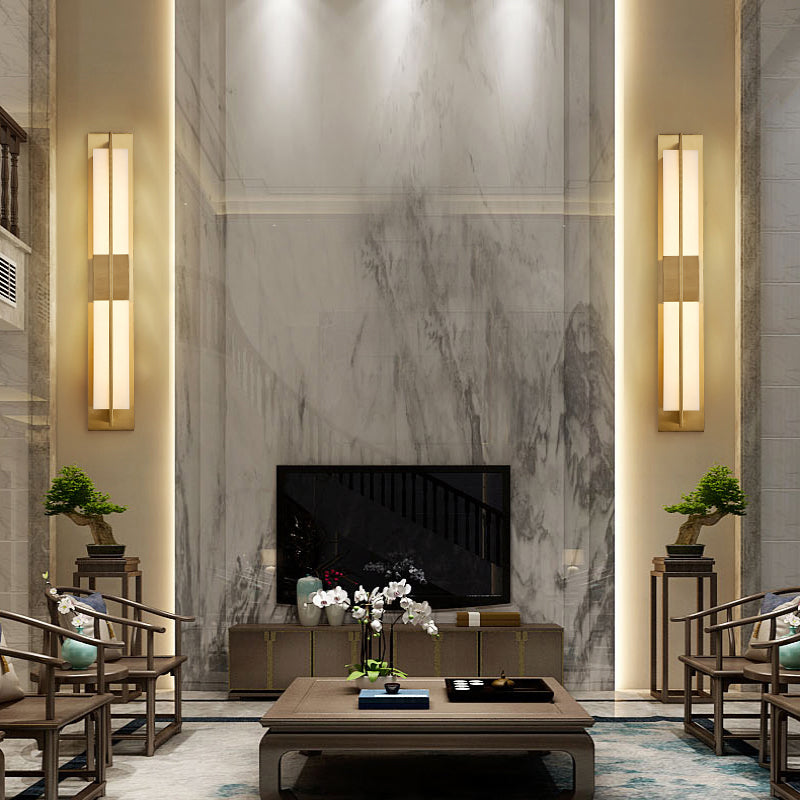 Gold Metal Modern Wall Sconce Rectangular Wall Mounted Light for Living Room