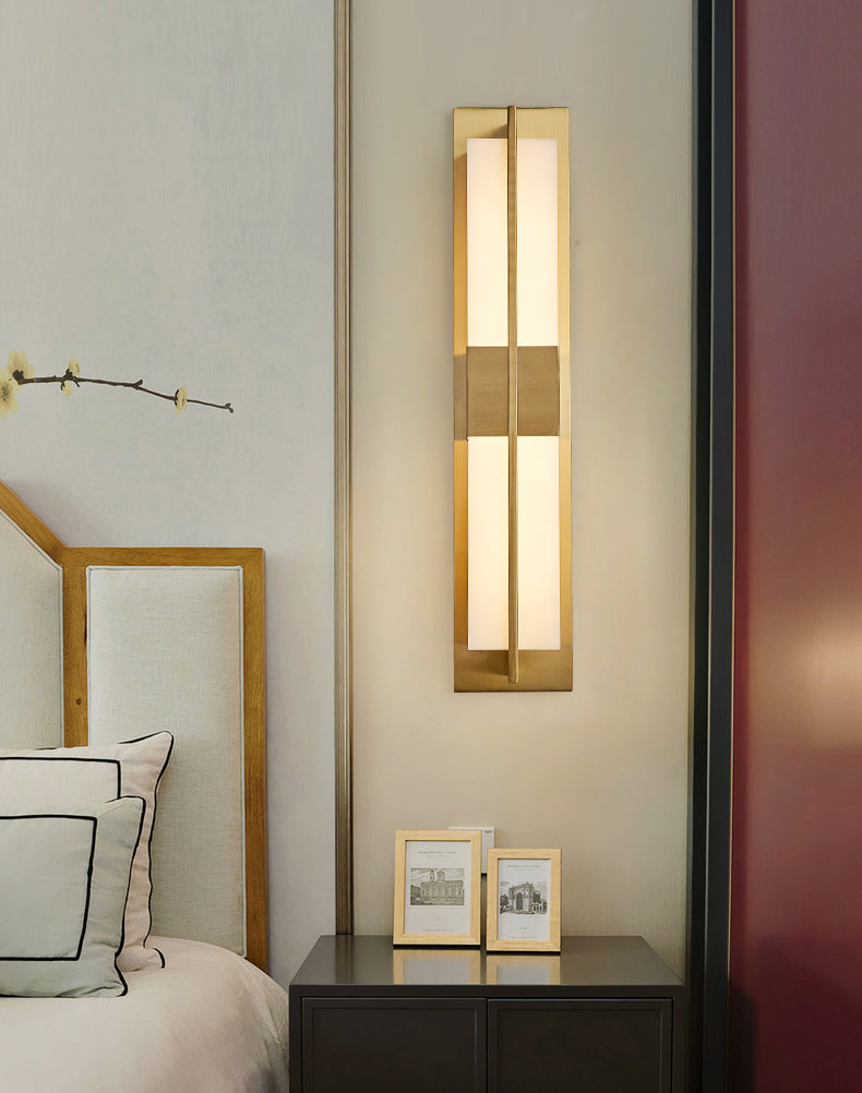 Gold Metal Modern Wall Sconce Rectangular Wall Mounted Light for Living Room