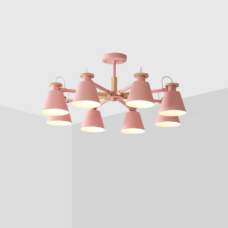 Estilo moderno de 8 luces colgantes lámparas de metal cónicos lámparas de metal cónico
