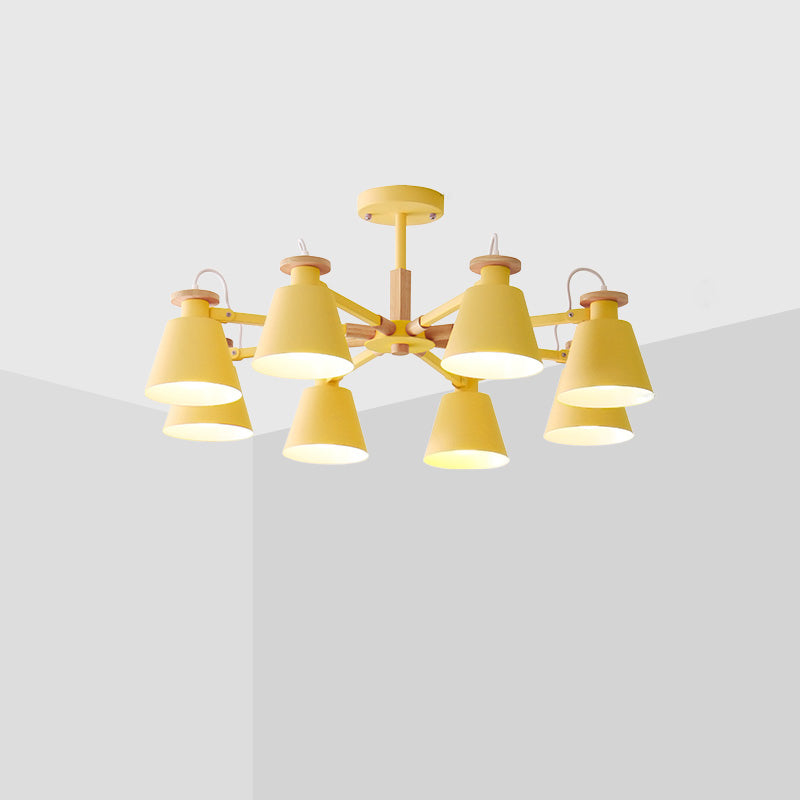 Estilo moderno de 8 luces colgantes lámparas de metal cónicos lámparas de metal cónico