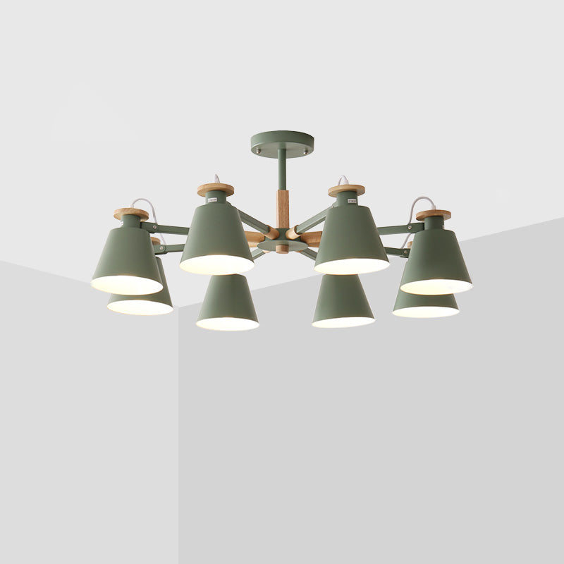 Estilo moderno de 8 luces colgantes lámparas de metal cónicos lámparas de metal cónico