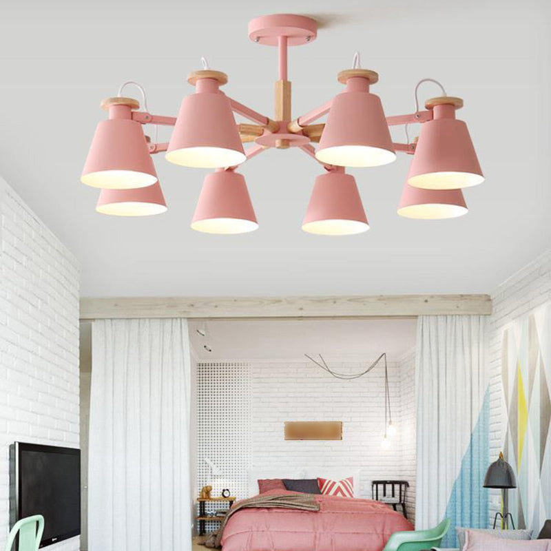 Estilo moderno de 8 luces colgantes lámparas de metal cónicos lámparas de metal cónico