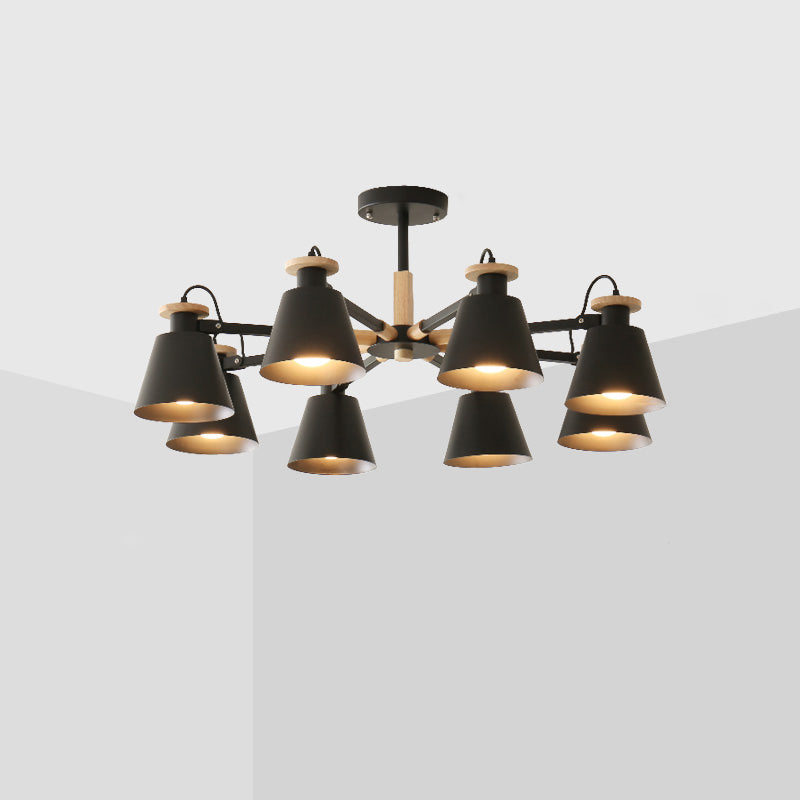 Stile moderno a 8 luci a 8 luci appese lampadario a sospensione in metallo conico in metallo conico